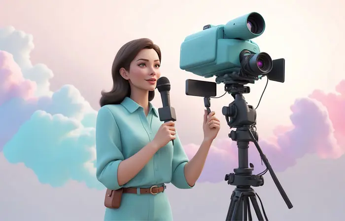 Female Videographer Concept 3D Character Illustration
